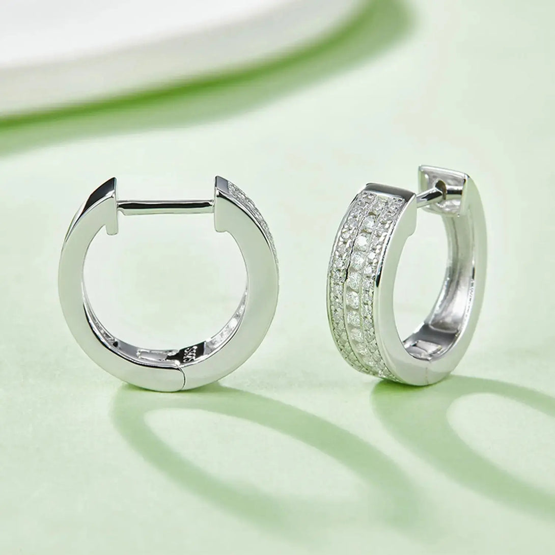 Lovcia Moissanite 925 Sterling Silver Huggie Earrings-Earrings-Silver-One Size-Silver
