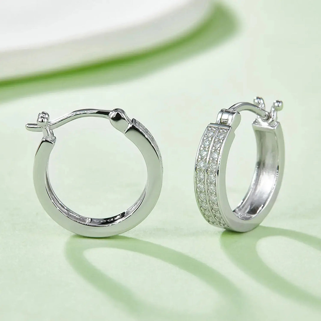 Lovcia Moissanite 925 Sterling Silver Huggie Earrings-Earrings-Silver-One Size-Silver