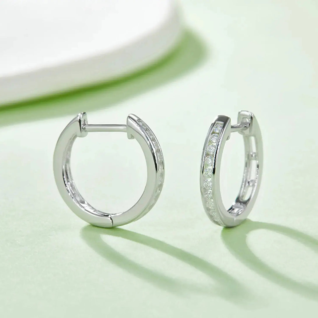 Lovcia Moissanite 925 Sterling Silver Huggie Earrings-Earrings-Silver-One Size-Silver