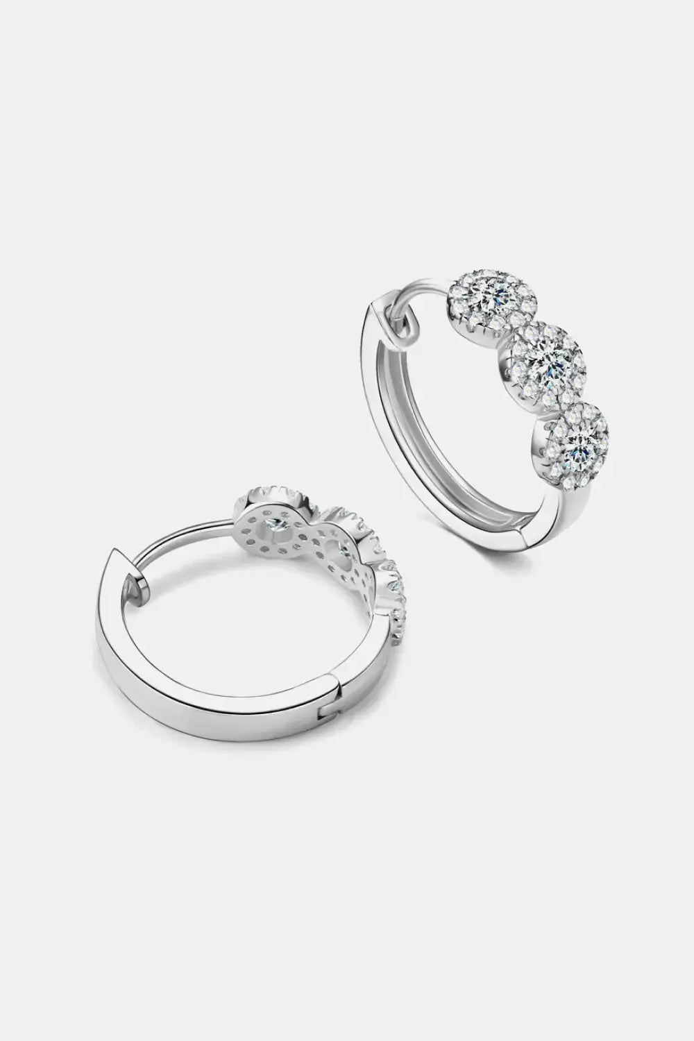 Lovcia Moissanite 925 Sterling Silver Huggie Earrings-Earrings-Silver-One Size-Silver