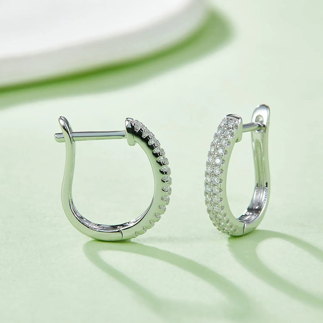 Lovcia Moissanite 925 Sterling Silver Huggie Earrings-Earrings-Silver-One Size-Silver