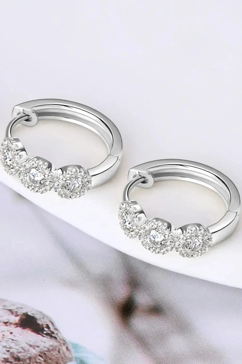 Lovcia Moissanite 925 Sterling Silver Huggie Earrings-Earrings-Silver-One Size-Silver