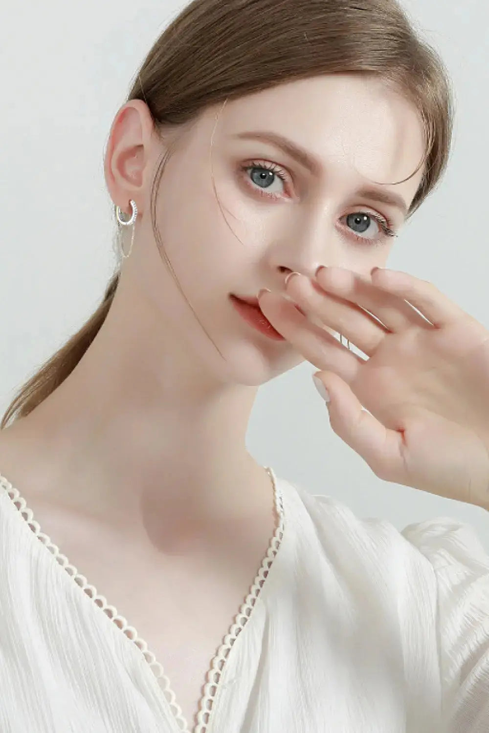 Lovcia Moissanite 925 Sterling Silver Huggie Earrings with Chain-Earrings-Gold-One Size-Gold