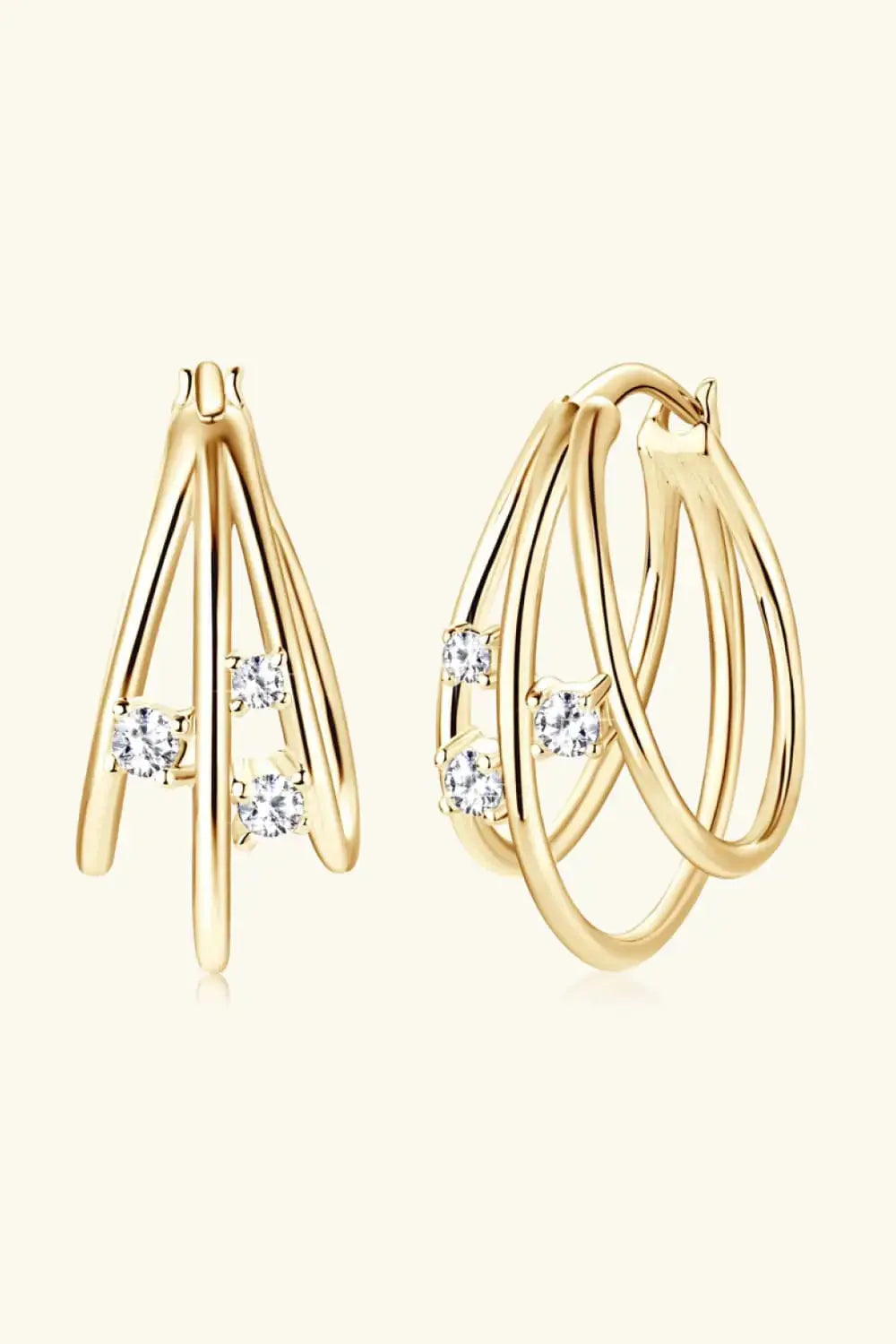 Lovcia Moissanite 925 Sterling Silver Layered Earrings-Earrings-Gold-One Size-Gold