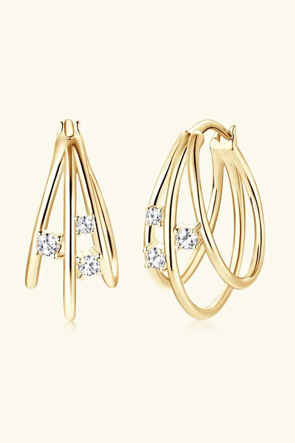 Lovcia Moissanite 925 Sterling Silver Layered Earrings-Earrings-Gold-One Size-Gold