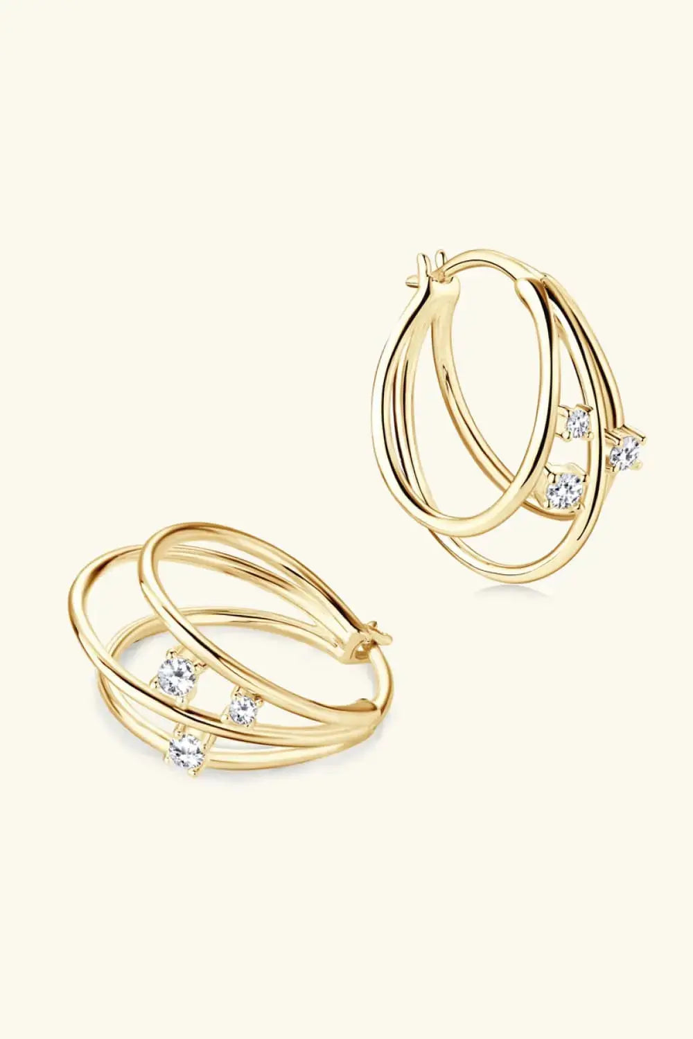 Lovcia Moissanite 925 Sterling Silver Layered Earrings-Earrings-Gold-One Size-Gold