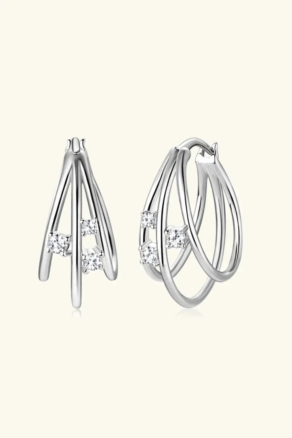 Lovcia Moissanite 925 Sterling Silver Layered Earrings-Earrings-Silver-One Size-Silver