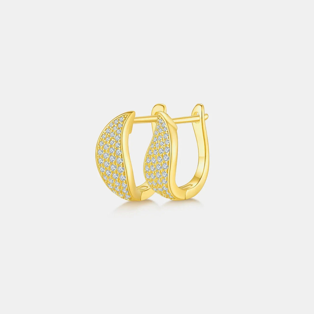 Lovcia Moissanite 925 Sterling Silver Leaf Huggie Earrings-Earrings-Gold-One Size-Gold