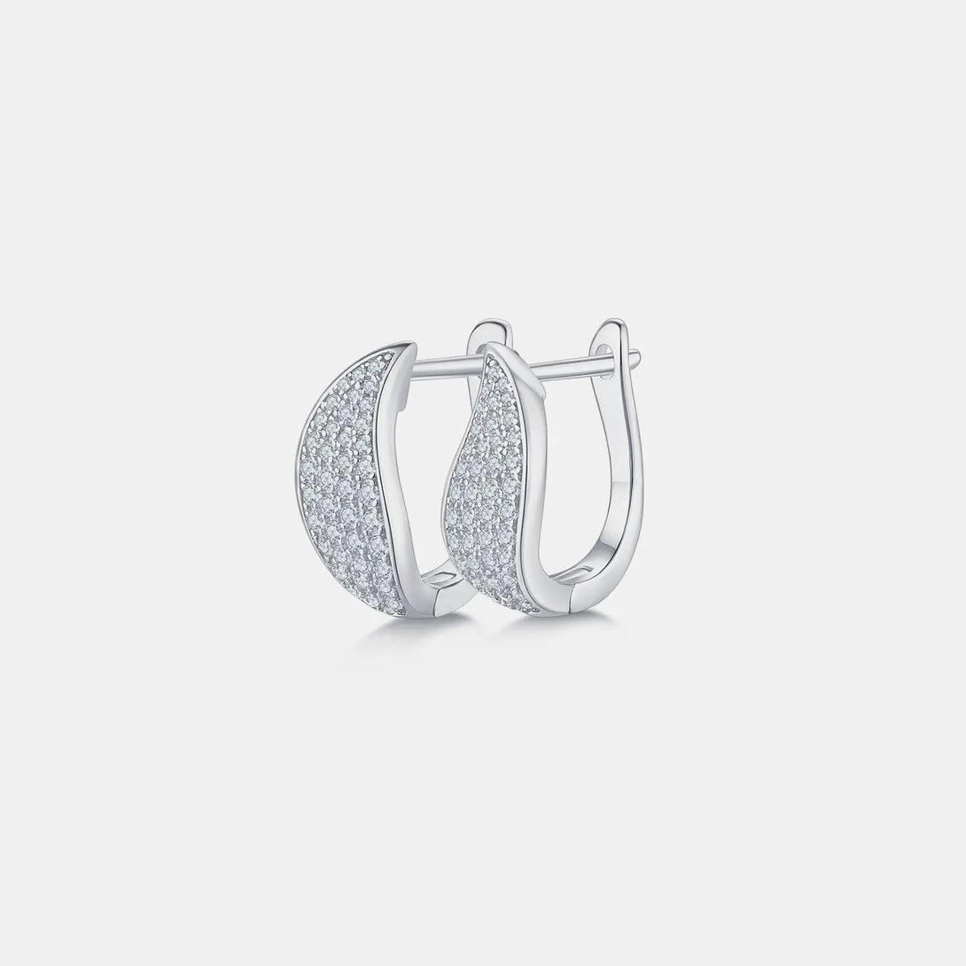 Lovcia Moissanite 925 Sterling Silver Leaf Huggie Earrings-Earrings-Gold-One Size-Gold