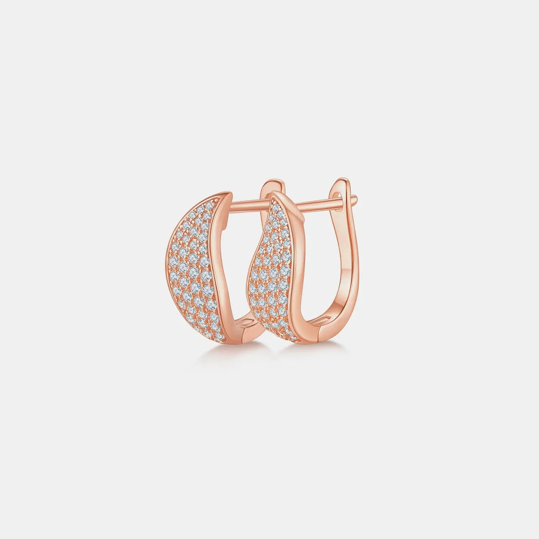 Lovcia Moissanite 925 Sterling Silver Leaf Huggie Earrings-Earrings-Gold-One Size-Gold