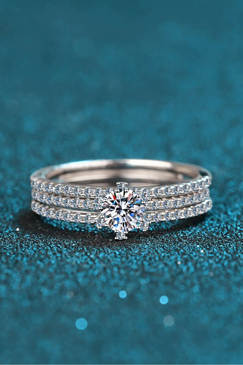 Lovcia Moissanite 925 Sterling Silver Ring Set-Rings-Silver-5-Silver