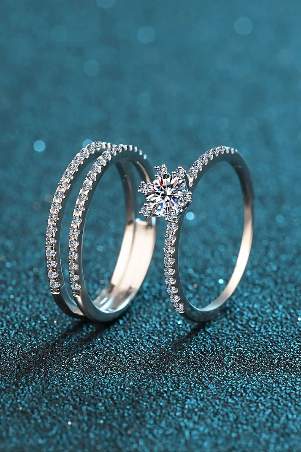 Lovcia Moissanite 925 Sterling Silver Ring Set-Rings-Silver-5-Silver