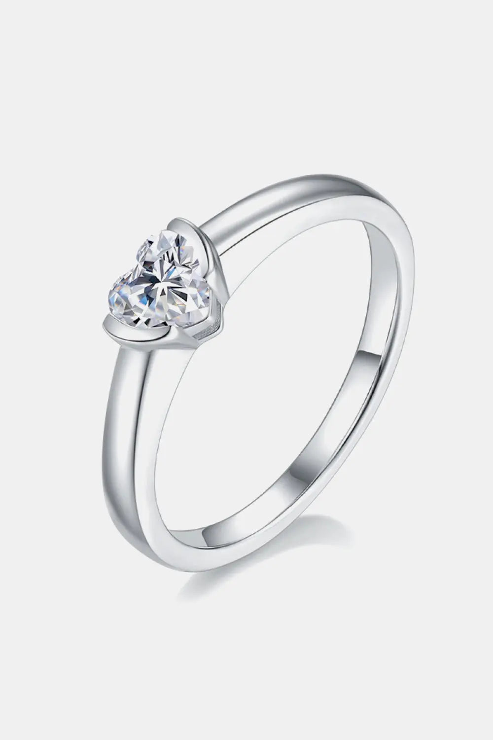 Lovcia Moissanite 925 Sterling Silver Solitaire Ring-Rings-Heart-4.5-Heart