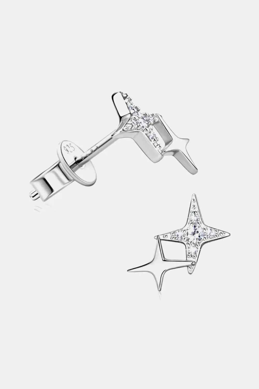 Lovcia Moissanite 925 Sterling Silver Star Shape Earrings-Earrings-Gold-One Size-Gold