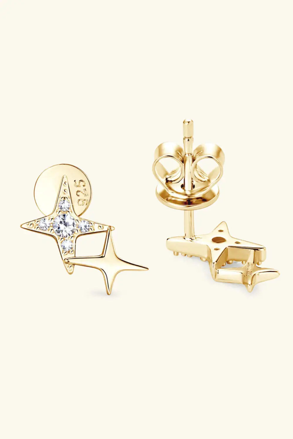 Lovcia Moissanite 925 Sterling Silver Star Shape Earrings-Earrings-Gold-One Size-Gold