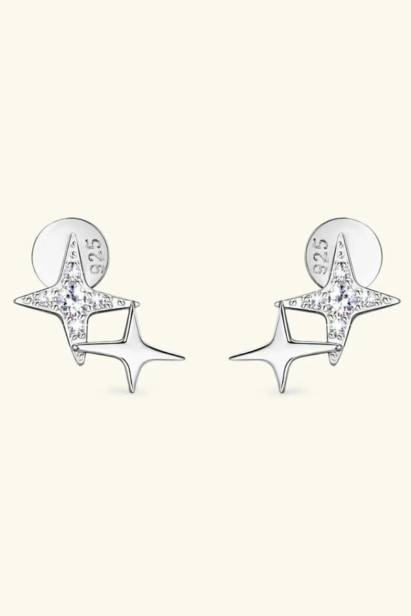 Lovcia Moissanite 925 Sterling Silver Star Shape Earrings-Earrings-Silver-One Size-Silver