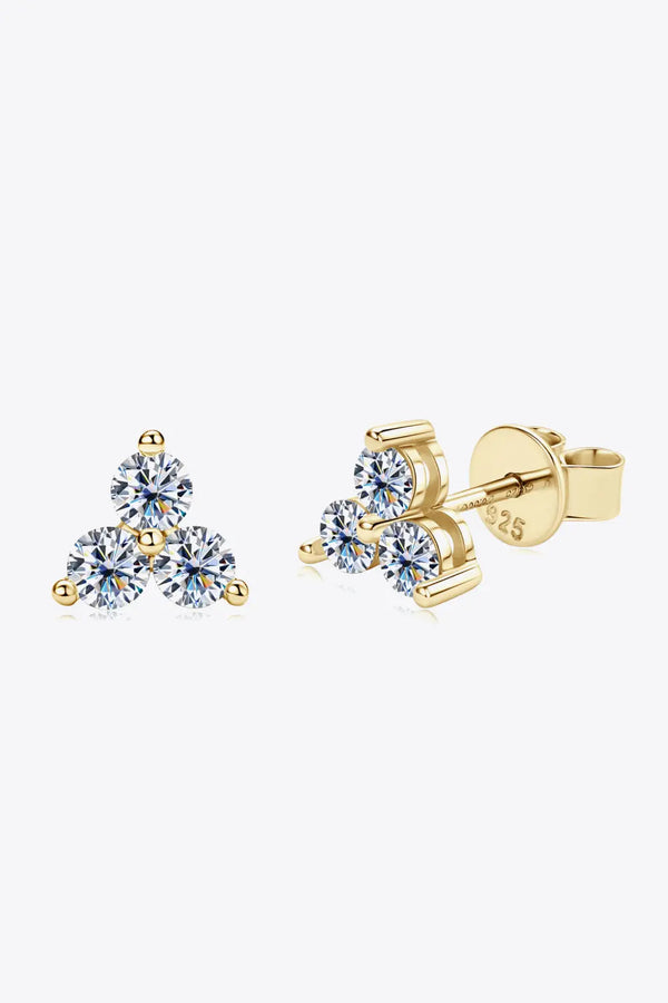 Lovcia Moissanite 925 Sterling Silver Stud Earrings-Earrings-Gold-One Size-Gold