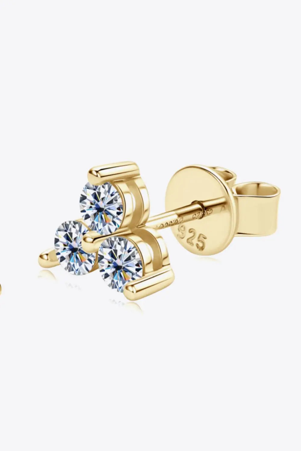 Lovcia Moissanite 925 Sterling Silver Stud Earrings-Earrings-Gold-One Size-Gold