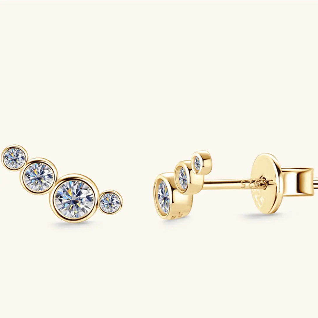 Lovcia Moissanite 925 Sterling Silver Stud Earrings-Earrings-Gold-One Size-Gold