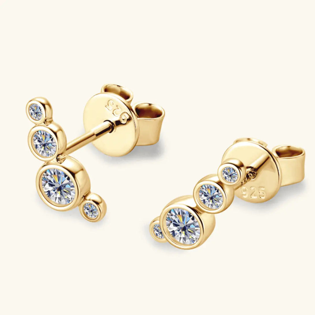 Lovcia Moissanite 925 Sterling Silver Stud Earrings-Earrings-Gold-One Size-Gold