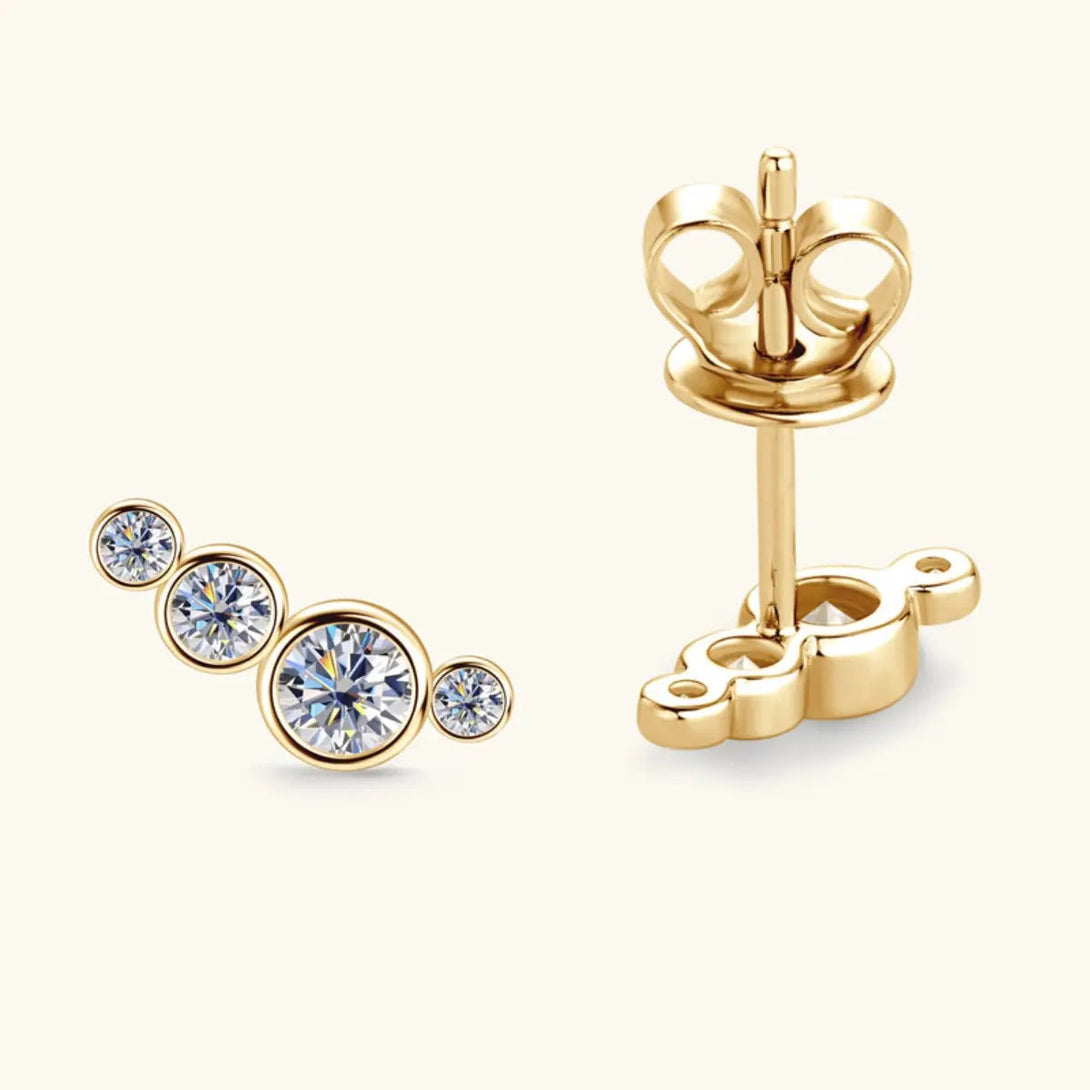 Lovcia Moissanite 925 Sterling Silver Stud Earrings-Earrings-Gold-One Size-Gold