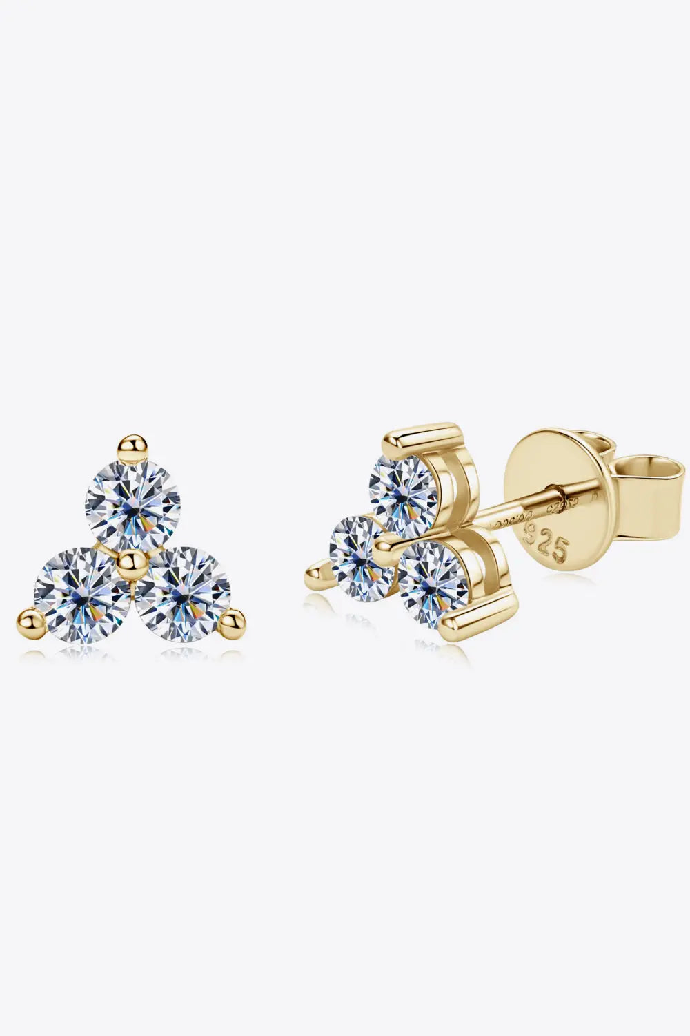 Lovcia Moissanite 925 Sterling Silver Stud Earrings-Earrings-Gold-One Size-Gold