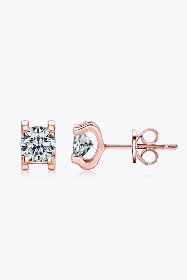 Lovcia Moissanite 925 Sterling Silver Stud Earrings-Earrings-Rose Gold-One Size-Rose Gold
