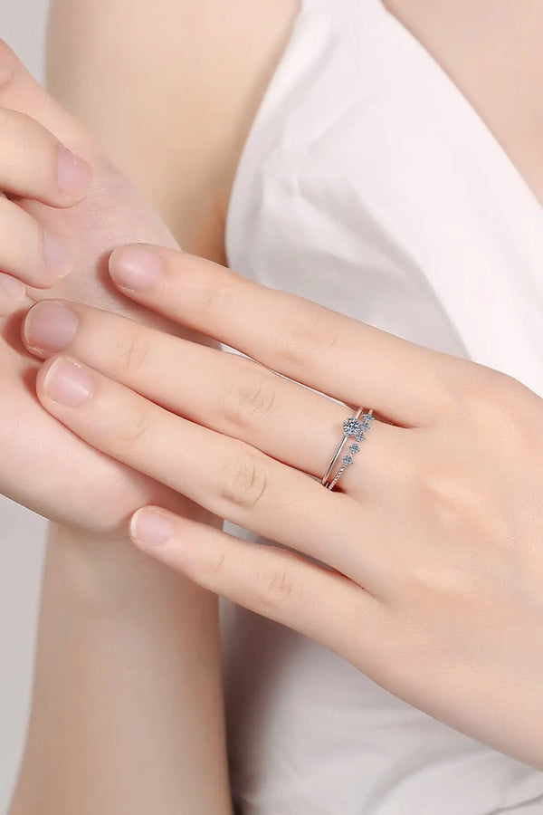 Lovcia Moissanite 925 Sterling Silver Two-Piece Ring Set-Rings-Silver-4-Silver