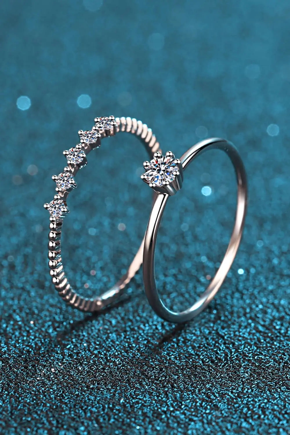 Lovcia Moissanite 925 Sterling Silver Two-Piece Ring Set-Rings-Silver-4-Silver