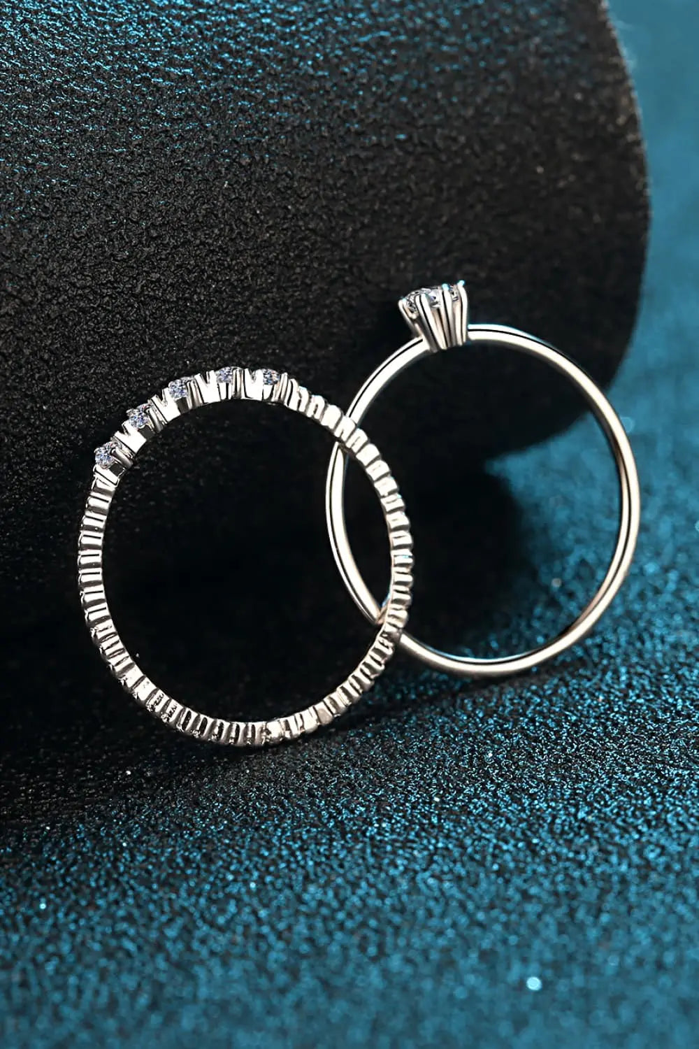 Lovcia Moissanite 925 Sterling Silver Two-Piece Ring Set-Rings-Silver-4-Silver