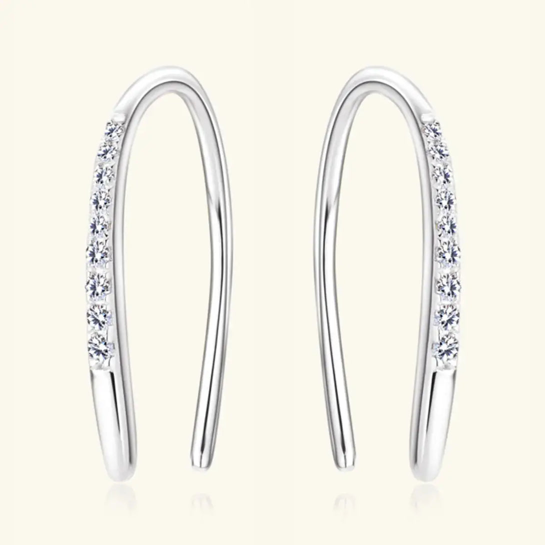 Lovcia Moissanite 925 Sterling Silver U Shape Earrings-Earrings-Gold-One Size-Gold