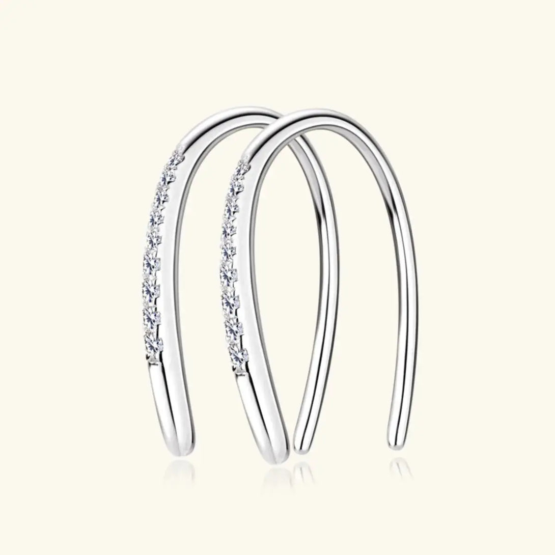 Lovcia Moissanite 925 Sterling Silver U Shape Earrings-Earrings-Gold-One Size-Gold