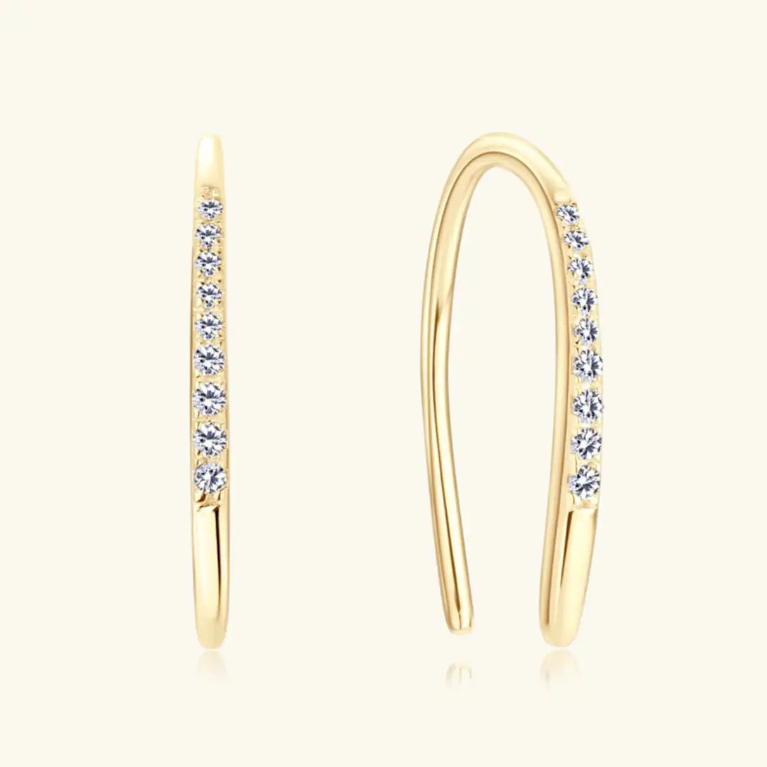 Lovcia Moissanite 925 Sterling Silver U Shape Earrings-Earrings-Gold-One Size-Gold