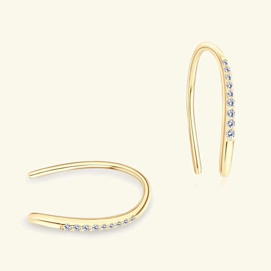 Lovcia Moissanite 925 Sterling Silver U Shape Earrings-Earrings-Gold-One Size-Gold