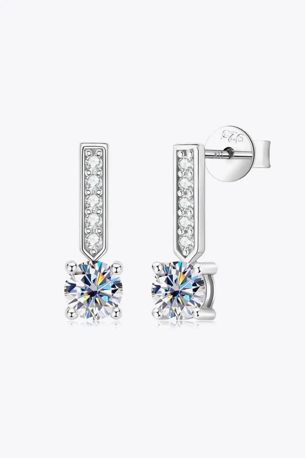 Lovcia Moissanite and Zircon 925 Sterling Silver Drop Earrings-Earrings-Silver-One Size-Silver