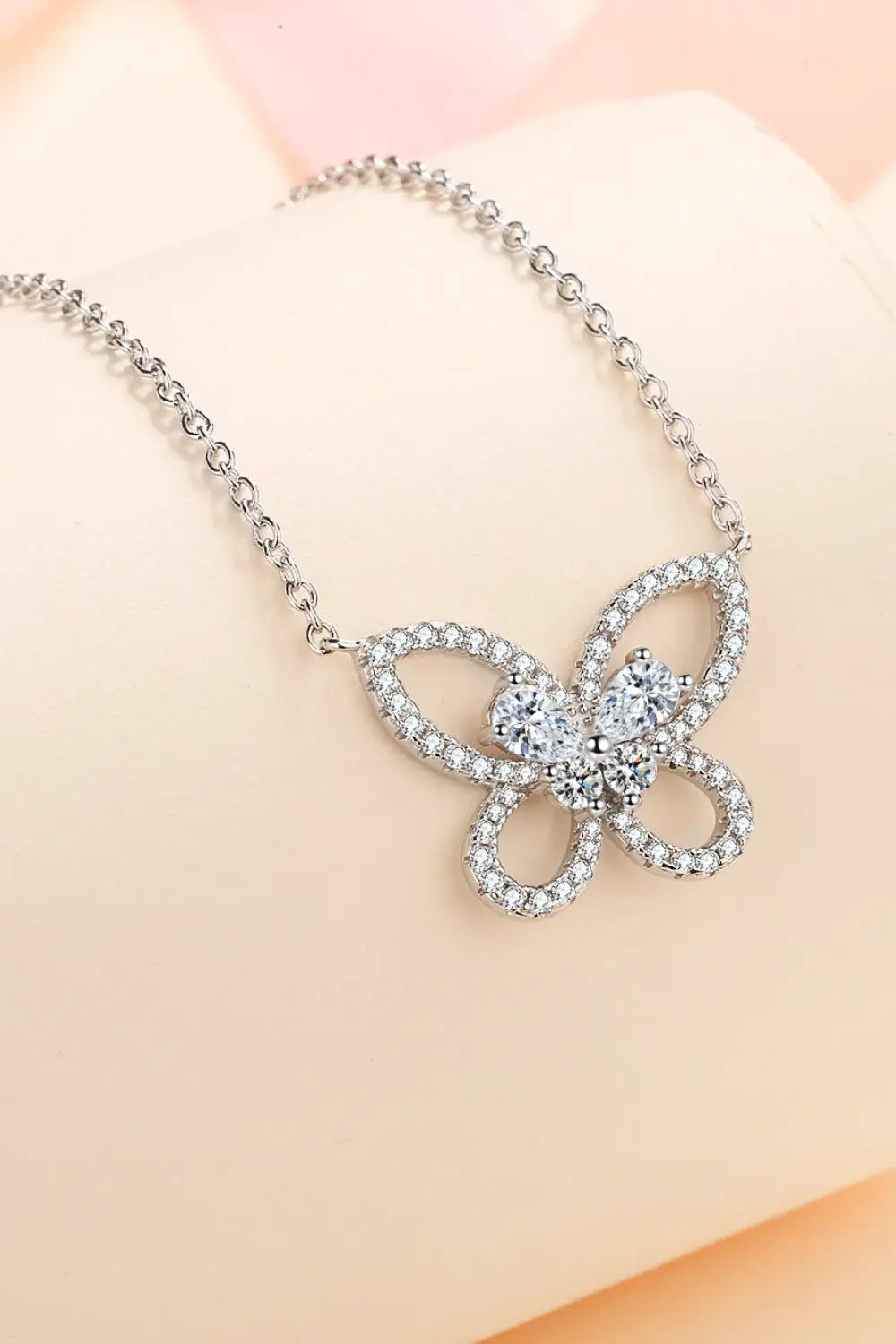 Lovcia Moissanite Butterfly Pendant Necklace-Necklaces-Silver-One Size-Silver