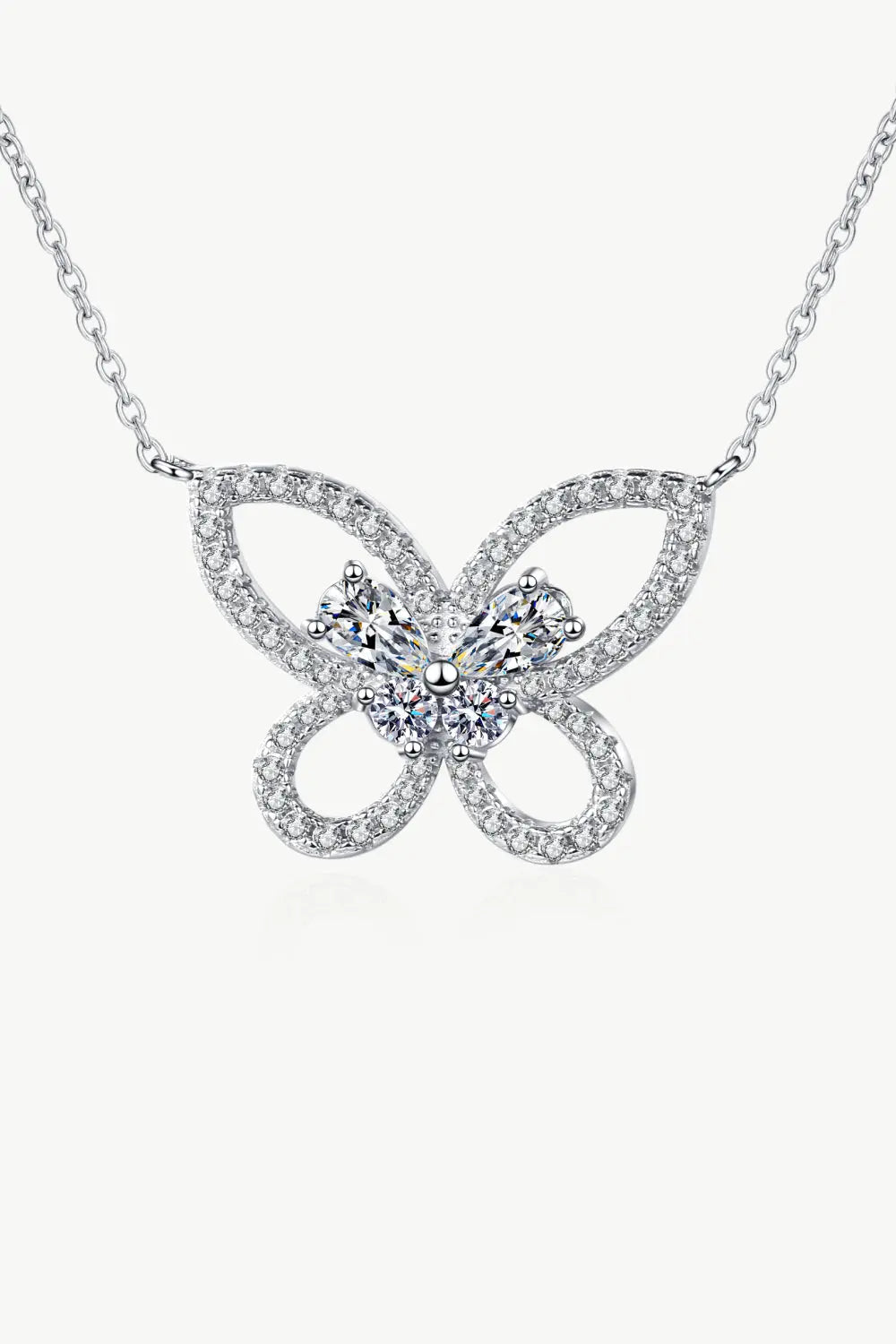 Lovcia Moissanite Butterfly Pendant Necklace-Necklaces-Silver-One Size-Silver