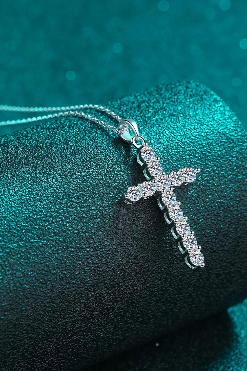 Lovcia Moissanite Cross Pendant Chain Necklace-Necklaces-Silver-One Size-Silver