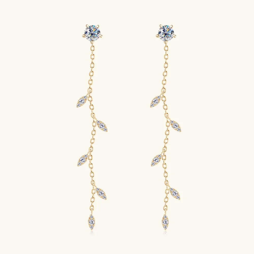 Lovcia Moissanite Crystal Drop 925 Sterling Silver Leaf Earrings-Earrings-Silver-One Size-Silver