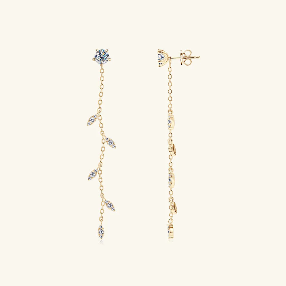 Lovcia Moissanite Crystal Drop 925 Sterling Silver Leaf Earrings-Earrings-Silver-One Size-Silver