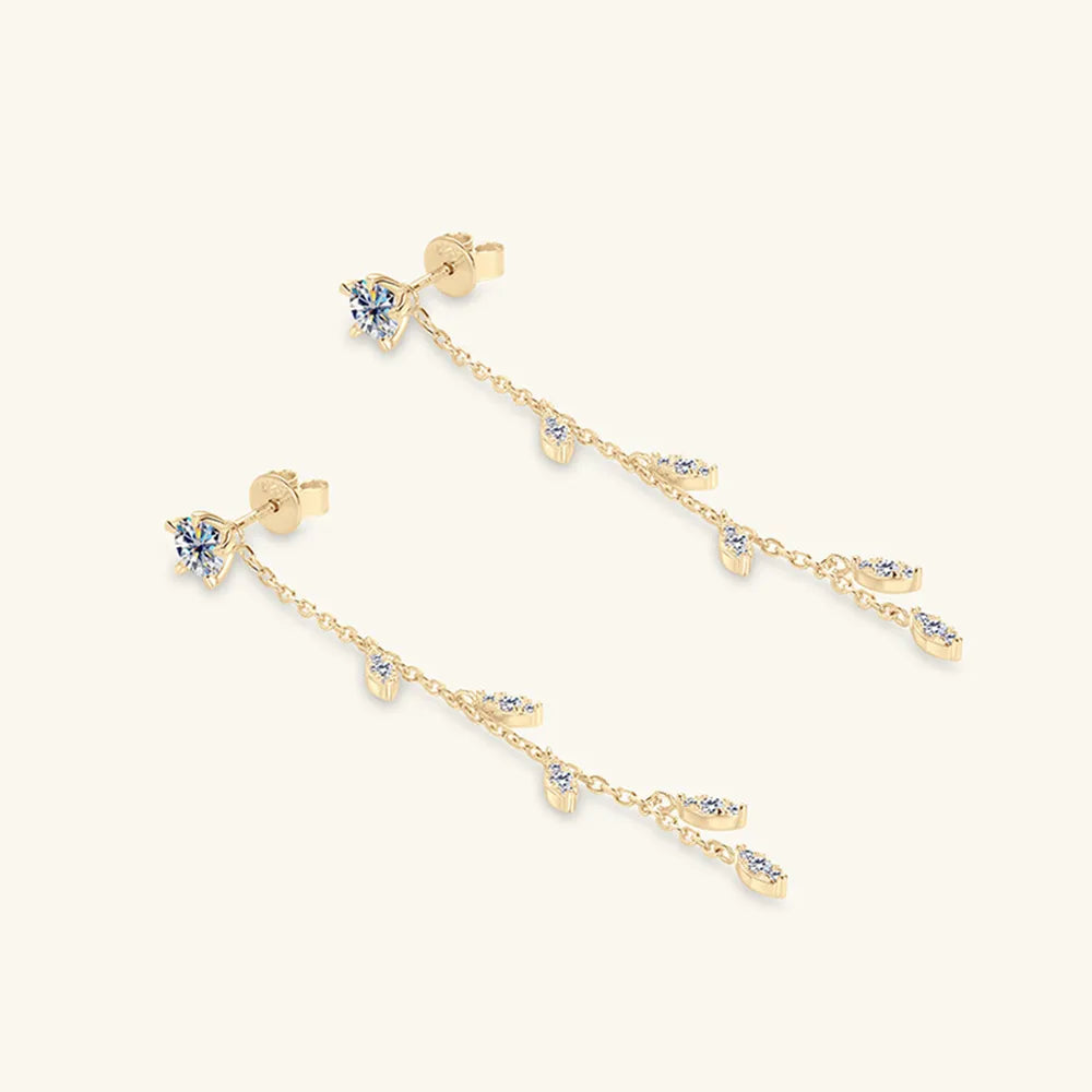 Lovcia Moissanite Crystal Drop 925 Sterling Silver Leaf Earrings-Earrings-Silver-One Size-Silver