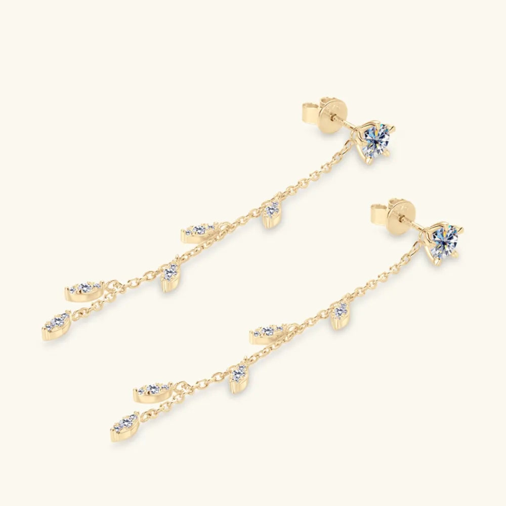 Lovcia Moissanite Crystal Drop 925 Sterling Silver Leaf Earrings-Earrings-Silver-One Size-Silver