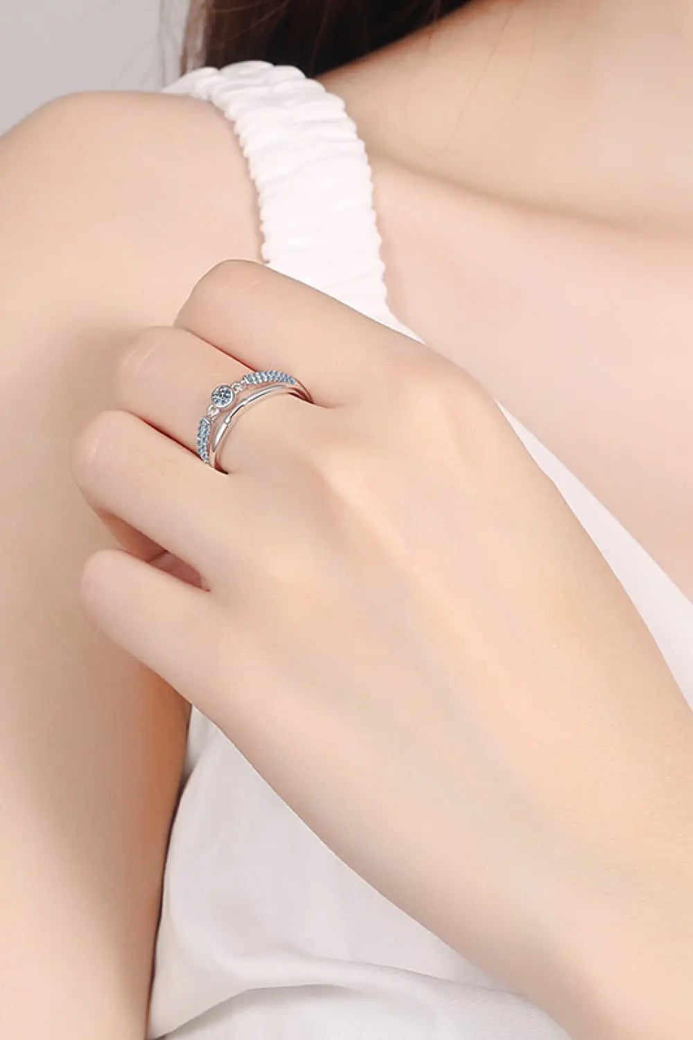 Lovcia Moissanite Cutout Rhodium-Plated Ring-Rings-Silver-5-Silver