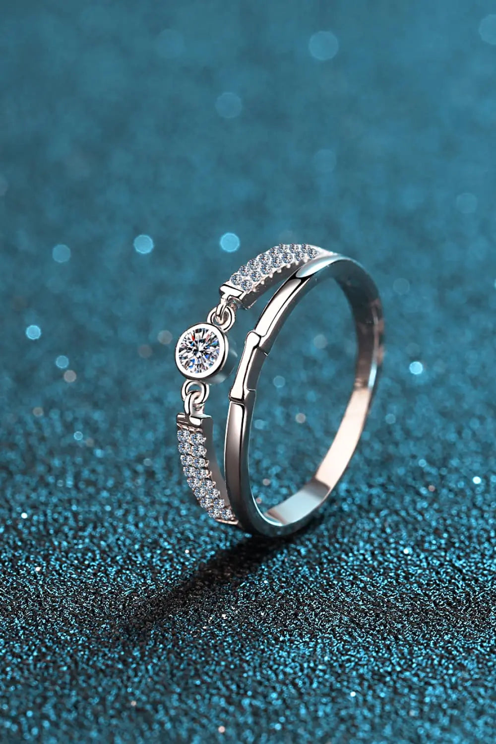 Lovcia Moissanite Cutout Rhodium-Plated Ring-Rings-Silver-5-Silver