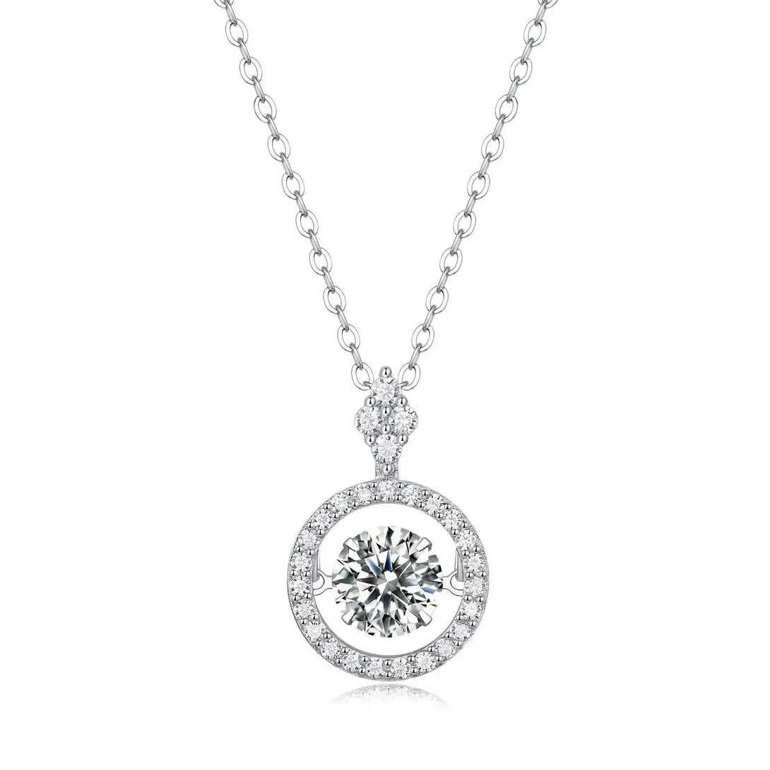Lovcia Moissanite CZ Circle Necklace 925 Sterling Silver-Necklaces-1 ct ( Certificate Included )-1 ct ( Certificate Included )