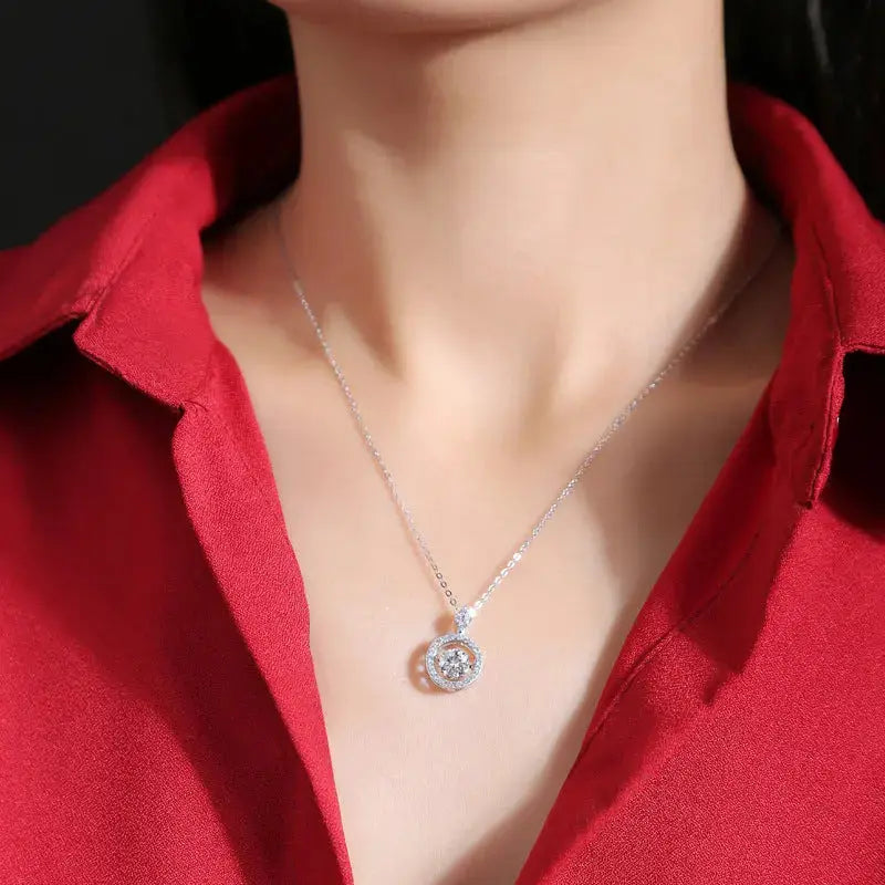 Lovcia Moissanite CZ Circle Necklace 925 Sterling Silver-Necklaces-1 ct ( Certificate Included )-1 ct ( Certificate Included )