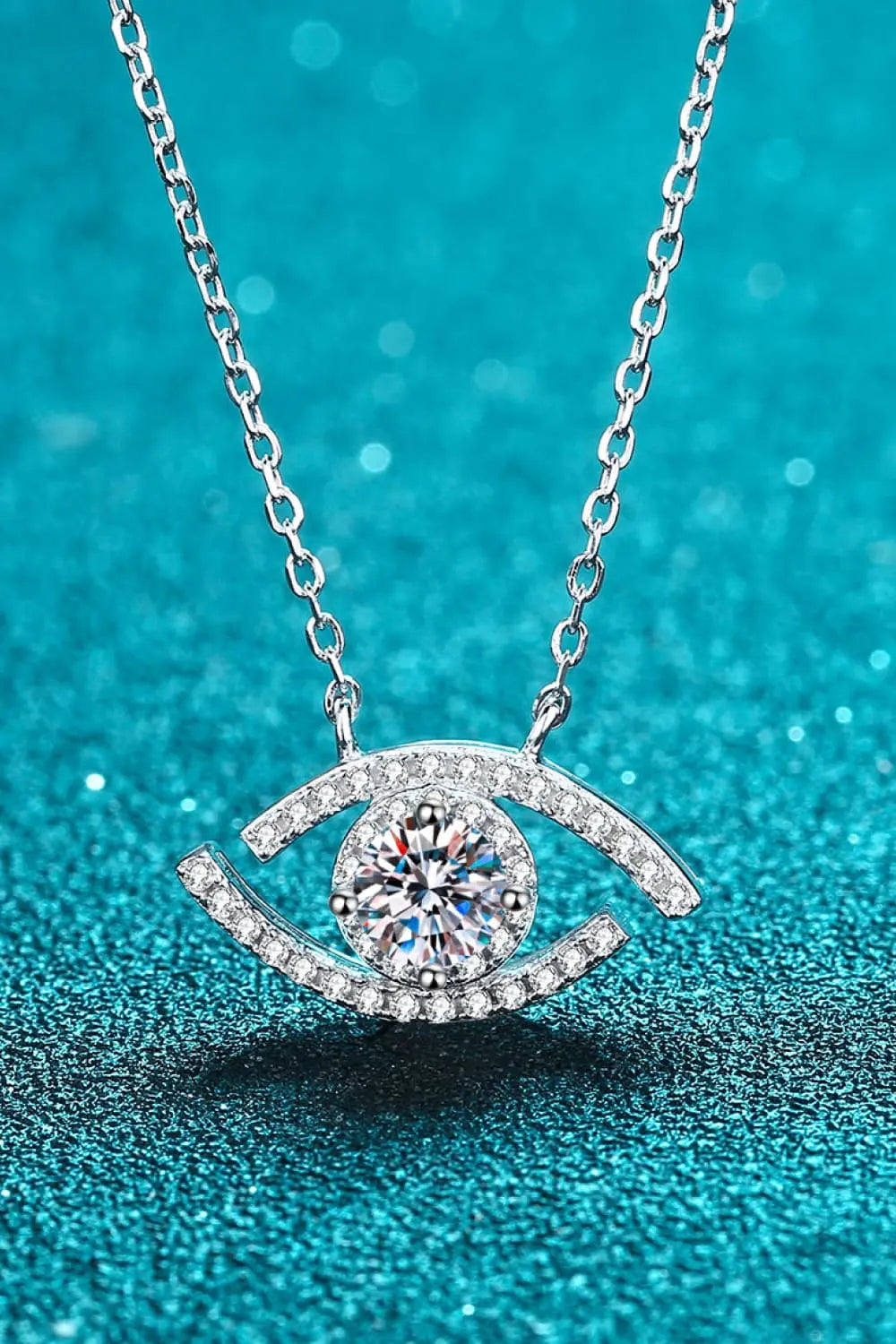 Lovcia Moissanite Evil Eye Pendant 925 Sterling Silver Necklace-Necklaces-Silver-One Size-Silver