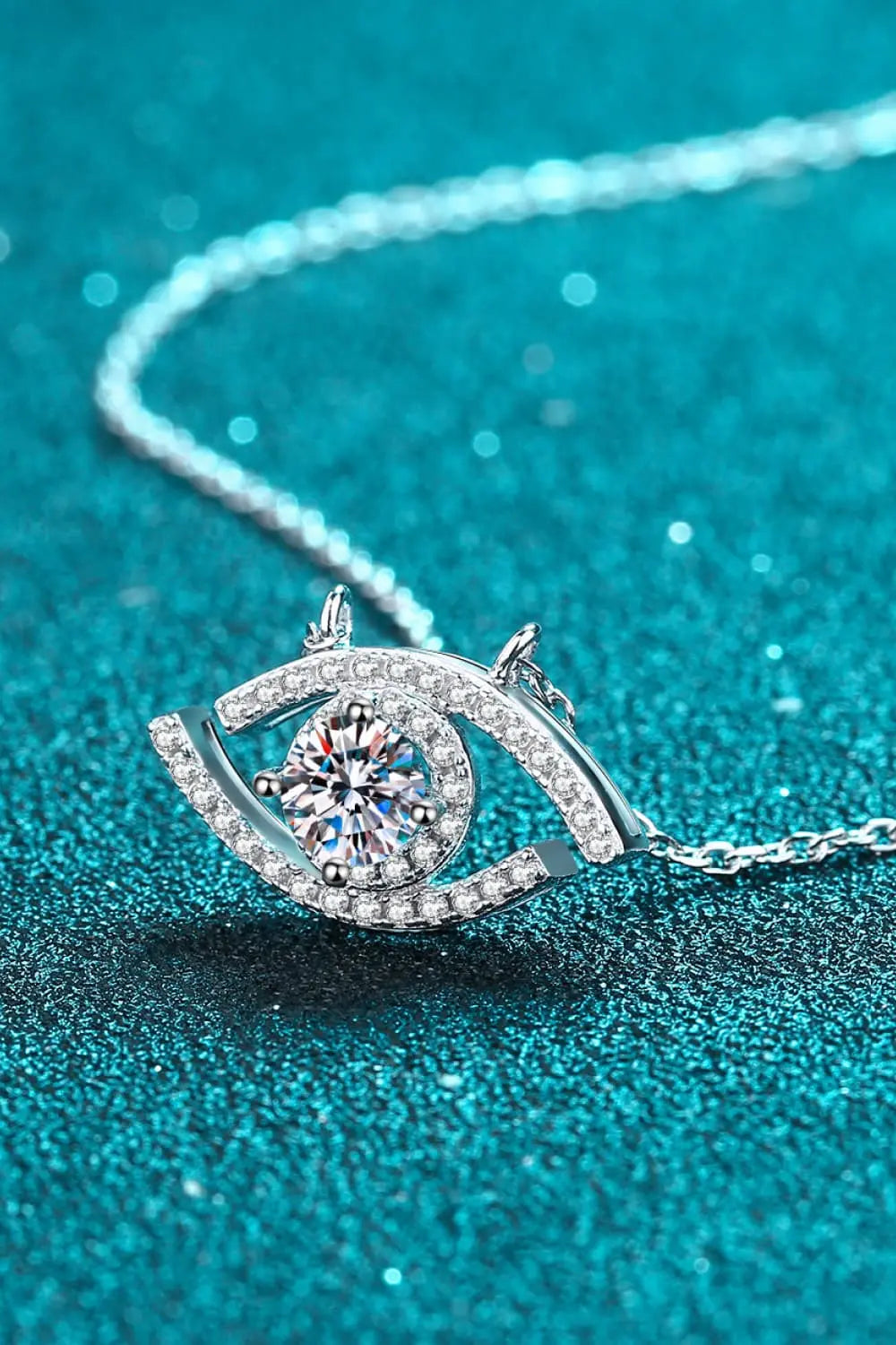 Lovcia Moissanite Evil Eye Pendant 925 Sterling Silver Necklace-Necklaces-Silver-One Size-Silver