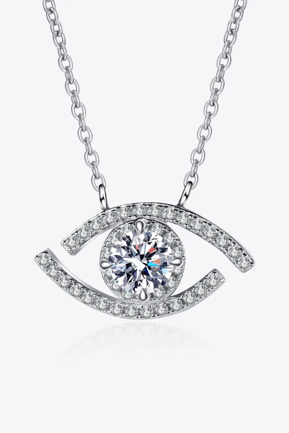 Lovcia Moissanite Evil Eye Pendant 925 Sterling Silver Necklace-Necklaces-Silver-One Size-Silver