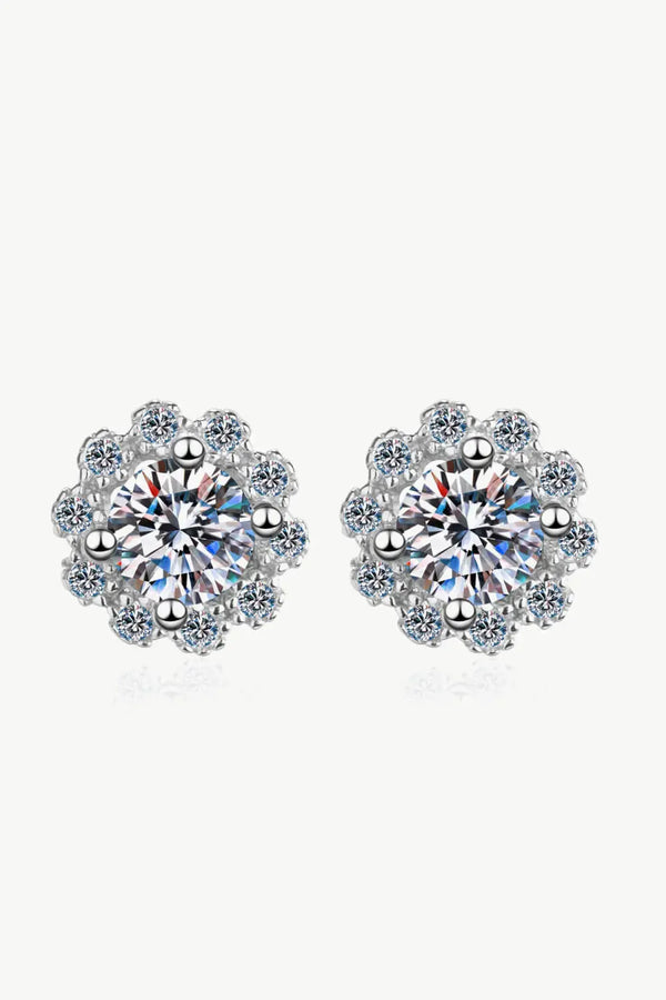 Lovcia Moissanite Floral-Shaped Stud Earrings-Earrings-Silver-One Size-Silver